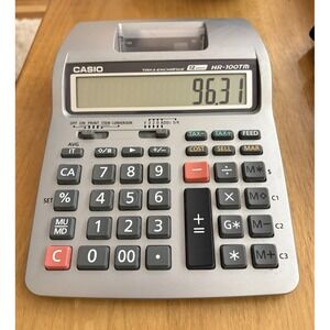 Casio HR-100TM Printing Calculator 12-Digit Tax & Exchange Tested Works No Paper